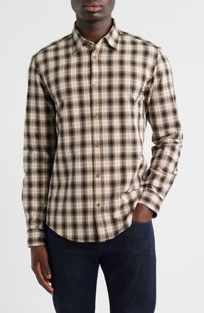 BOSS Roan Slim Fit Plaid Cotton Button-Up Shirt in Medium Beige at Nordstrom Rack, Size X-Large