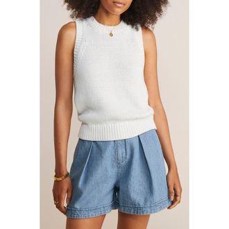 Vineyard Vines Cotton Blend Sleeveless Sweater in Marshmallow at Nordstrom, Size Large