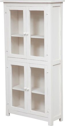 Biscottini International Biscottini - Vitrina De Estilo Country De Madera Maciza De Tilo Acabado Con Efecto Blanco Envejecido 68x25x130 Cm