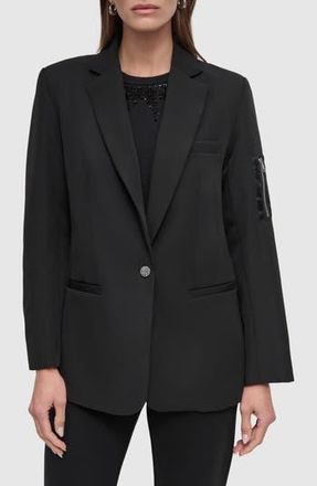 DKNY Cargo Sleeve Pocket Ponte Twill Blazer in Black at Nordstrom Rack, Size X-Small