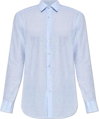 Etro Gestreept overhemd - Heren - Zakelijke Overhemden - Blauw - 2XL - Katoen - Overhemden
