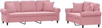 vidaXL Juego De Sof&aacute;s Con Cojines 2 Piezas Terciopelo Rosa Vidaxl