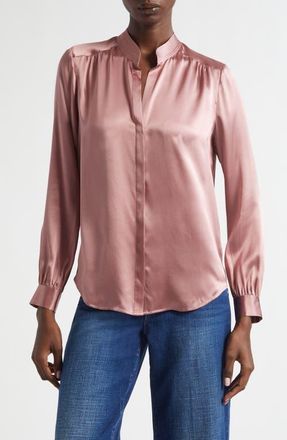 L'agence Bianca Silk Satin Blouse in Mauve Rose at Nordstrom, Size Xx-Small