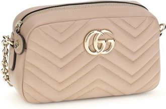 Gucci Womens Gg Marmont Shoulder Bag Beige Lamb Nappa Leather