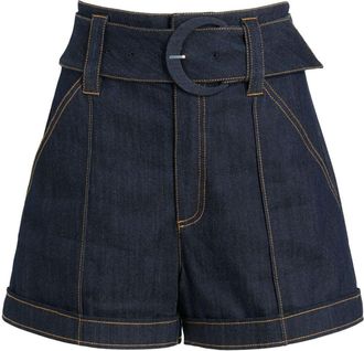 Cinq à Sept Aldi belted denim shorts - women - Elastane/Cotton - 10 - Blue