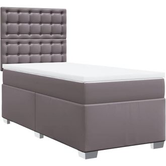 vidaXL Vidaxl - Cama Box Spring Con Colch&oacute;n Cuero Sint&eacute;tico Gris 90x190 Cm