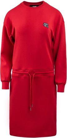 Karl Lagerfeld Modal Jurk Ikonik 2.0 - Dames - Casual kleedjes - Rood - M - Kleedjes