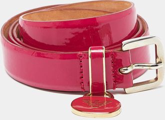 Emporio Armani Pink Patent Leather Skinny Belt