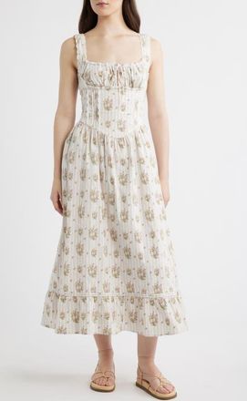 BDG Gabriette Floral Tie Front Maxi Dress in Pink Floral at Nordstrom, Size X-Small