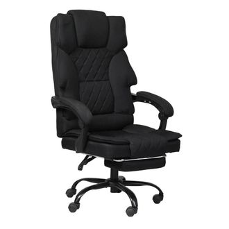 Levede Office Chair Footrest Linen Fabric High Back Swivel 135&deg; Reclining in Grey