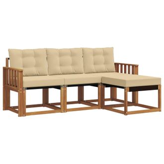 vidaXL Conjunto De Sof&aacute;s De Exterior Con Coj&iacute;n 4 Pcs Natural Y Beige Vidaxl