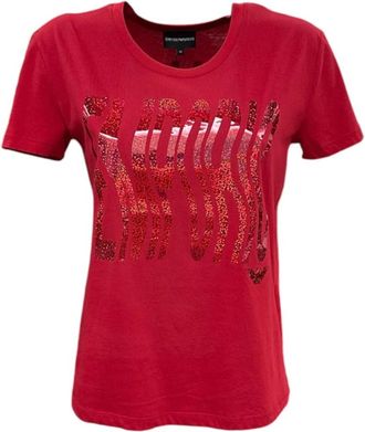Emporio Armani Rode korte mouw T-shirt 6H2T7E2J53Z0341 - Dames - T-shirts - Rood - XS - Tops