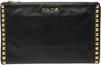 Miu Miu Pre-owned Clutches, female, Black, Size: ONE SIZE Pre-owned Leather Clutch