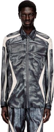 Diesel Printed viscose shirt with front zip closure - Shirts - Man - Multicolor