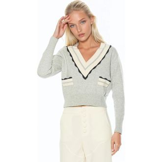 Alexia Admor Arden Deep V Contrast Trim Cardigan in Grey at Nordstrom, Size X-Large