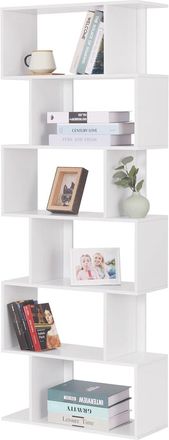 Woltu Estanteria Para Libros Estantes De Almacenamiento Estanter&iacute;a De Exposici&oacute;n Estanter&iacute;a De Pared 6 Compartimentos Blanco Mdf 60x23 5x160cm - Woltu