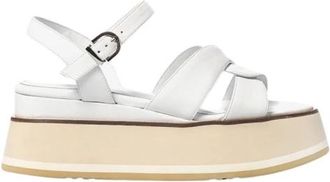 Jeannot Platform Sandaal - Dames - Sandalen - Wit - 39 EU - Leer - Schoenen