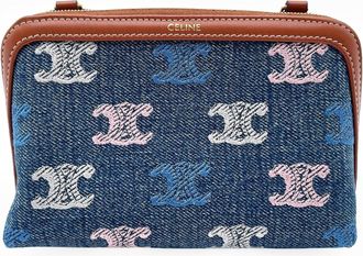 Celine Blue Brown Multi-Color Denim Clutch Bag (Pre-Owned)