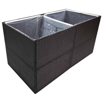 Berkfield Home Beautiful Garden Planter Black 157x80x80 cm Poly Rattan | Size: 157 x 80 x 80 cm