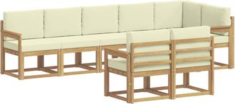 vidaXL Conjunto De Sof&aacute;s De Exterior 8 Uds. Blanco Y Crema Poli&eacute;ster Vidaxl