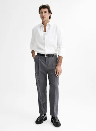 Le 31 Mens Cotton-linen pant Reykjavik fit - Tapered with pleats