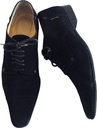 Chanel Vintage Black Suede Point Toe Oxford Shoes Size 38.5