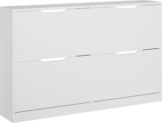 Vicco Zapatera Abatible Luca, Blanco, 116.6 X 72.5 Cm Con 4 Compartimentos, Vicco