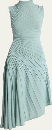 Alaia Mock-Neck Sculpting Wool Dress
