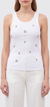 Liu Jo Top slim fit in cotone senza maniche con applicazione di cristalli