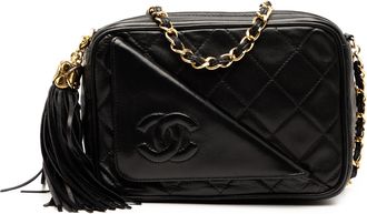 Chanel Pre-owned Womens Cc Quilted Lambskin Tassel Camera Bag - Black Leather - One Size