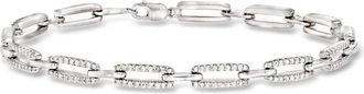 Ross-Simons Diamond Paper Clip Link Bracelet in Sterling Silver