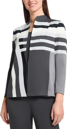 Ming Wang Ming Wang Heritage Fit Intarsia Color Block Knit Jacket