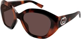 Gucci Gg 2200S Geometrische Zonnebril - Dames - Zonnebrillen - Bruin - 56 MM - Accessoires