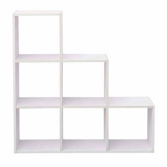 Mobili Rebecca Librer&iacute;a de escalera con 6 cubos de mdf blanca