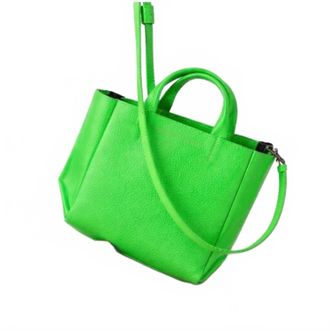 Ampersand As Apostrophe Womens Leather Micro Tote Bag In Neon Green