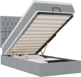 vidaXL Cama Otomana Con Colch&oacute;n Gris Claro 100x200 Cm Tela Vidaxl