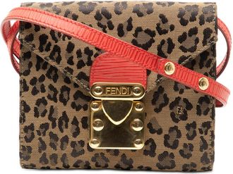 Fendi Pre-owned Fendi Mini Leopard Print Canvas Flap Crossbody MPL9A8OP3CHAIFFE