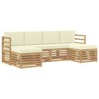 vidaXL Conjunto De Sof&aacute;s De Exterior 6 Pcs Blanco Y Crema Vidaxl