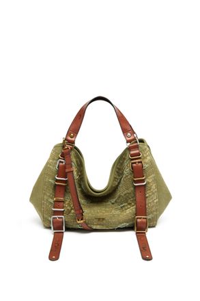 Diesel D-One-Medium top-handle bag in distressed canvas - Handbags - Unisex - Green