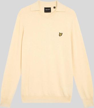 Lyle & Scott Lyle And Scott Mens Cotton Merino Football Jumper - Cream - Size: XXL