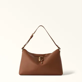 Furla Debby Shoulder Bag L Brandy Brown Night Calf Leather + Sidney Calf Leather Woman