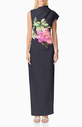 Elliatt Azelie Floral Print Gown in Black at Nordstrom, Size X-Small