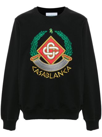Casablanca Mens Casa Crest Embroidered Sweatshirt in Black material_cotton - Size Small