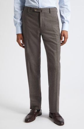 Isaia Unito Royal Wool & Cashmere Trousers in Dark Brown 450 at Nordstrom, Size 48