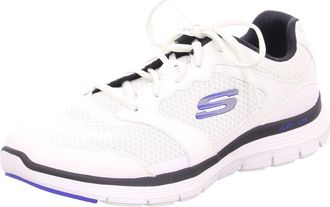 Skechers Mens Flex Advantage 4.0 Sneaker, White Leather Mesh Black Pu Trim, 9.5 UK
