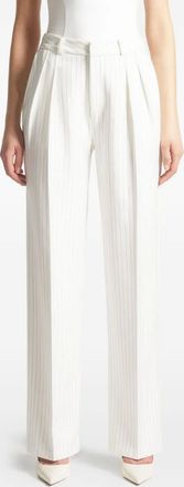 Manière De Voir Pantaloni Julie sartoriali gessati con pieghe - Bianco