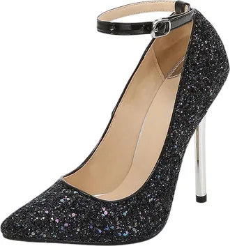 Generic Elegant Stiletto Evening Dress Shoes with Metallic Heel for Party Gala Prom Night Celebrations and Fashionable Festive Events High Heels Women Kids Gl