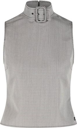 Courr&egrave;ges Buckle Tanktop aus beigem Wollgemisch