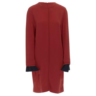 Victoria Beckham crepe pleated cuff long sleeves dress
