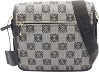 Loewe Pre-owned Cross Body Bags, female, Gray, Size: ONE SIZE Pre-owned Canvas Shoulder Bag